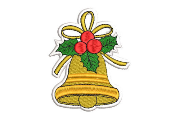 Christmas Bell with Bow Embroidery Design