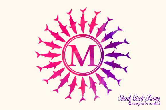 Shark Circle Frame Monogram: A Charming Decorative Font
